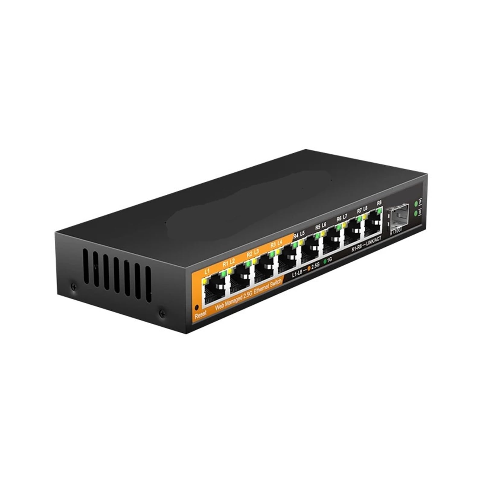 OSHZIKJII 8-Port 2.5GbE Managed Ethernet Switch with 1x 10Gb s-f.p+ Uplink LACP Support, Network Switch(9 Port with A/-U Plug)