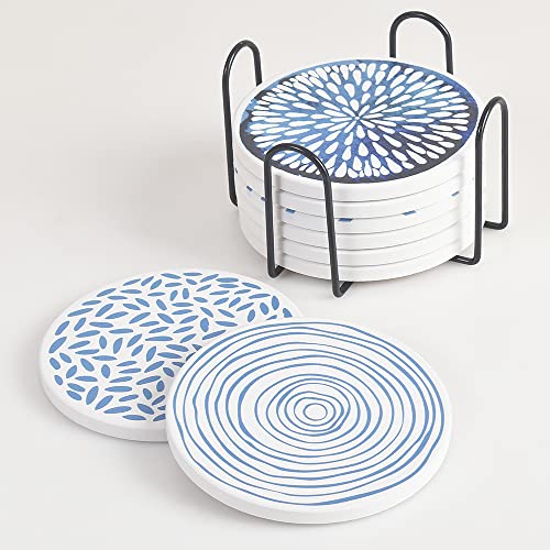 Newk Coasters for Drinks Set of 8 Ceramic Absorbent with Metal Holder - Image 4