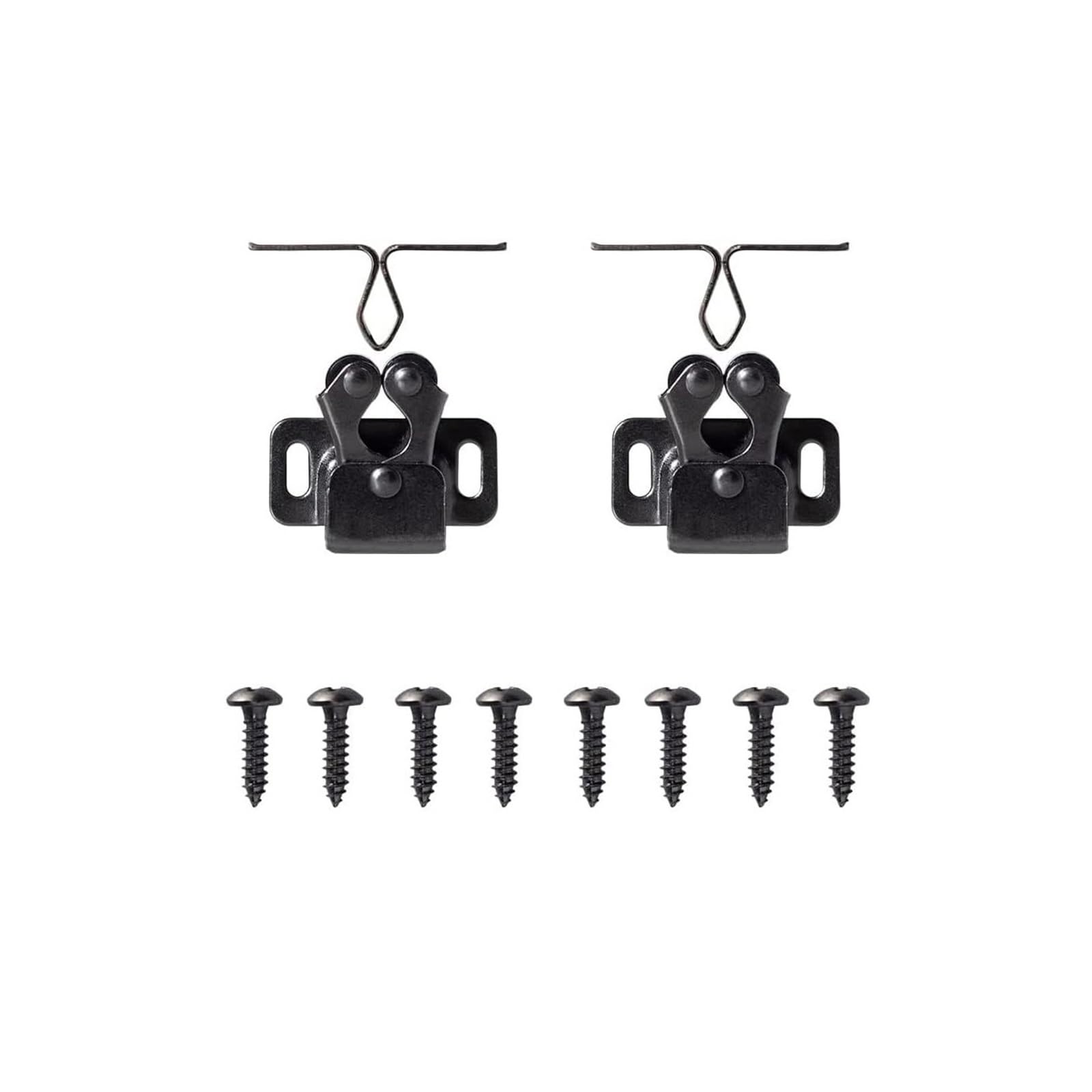 Iklaaqetbxps Black Nickel 2Pcs Antique Copper Cabinet Door Roller Catches, Double Latches With Striker And Mounting Screws(Black Nickel 2Pcs)
