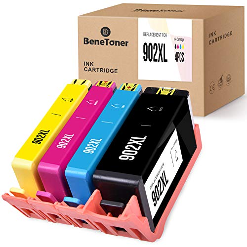 BENETONER Remanufactured Ink Cartridge Replacement for HP 902XL 902 XL Work with Officejet 6962 6958 Pro 6978 6968 (Black, Cyan, Magenta, Yellow, 4-Pack)
