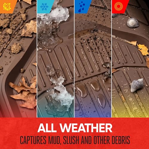Image of Motor Trend 943-BW FlexTough Defender Car Floor Mats -Next Generation Deep Dish Heavy Duty Contour Liners for Car SUV Truck & Van-All Weather Protection, Trim to Fit Most Vehicles (Brown)