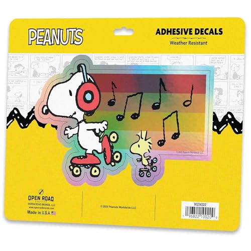 Image of Peanuts Snoopy Skating with Music Adhesive Vinyl Decal