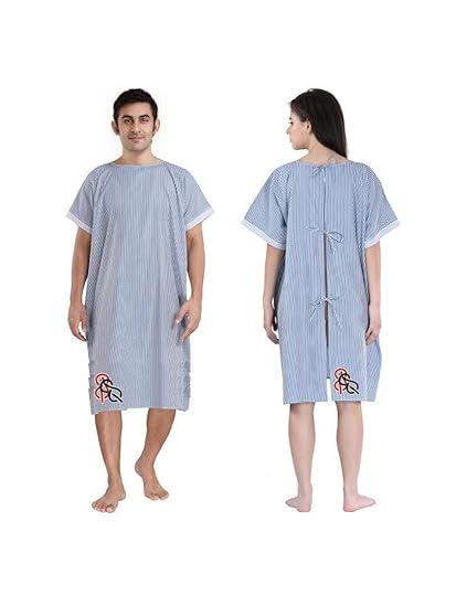 Unisex Hospital Gown - Stylish Cotton Blend Patient Gown, Long-Length Design, Comfortable Fit up to 2XL, Fashionable - One Size Fits All
