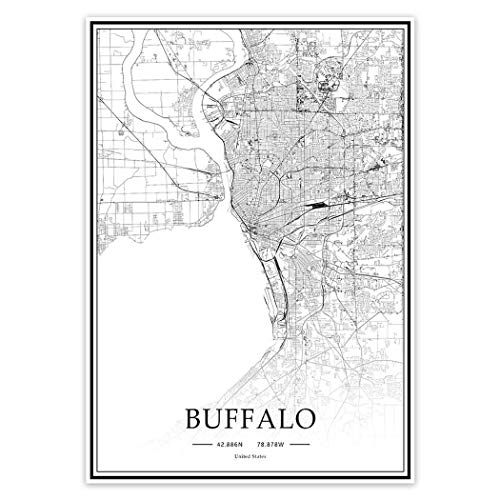 Usa Ny Buffalo Black＆White Minimalist Art 20×28 City Map Painting Poster Home Decor Gift #TOP4