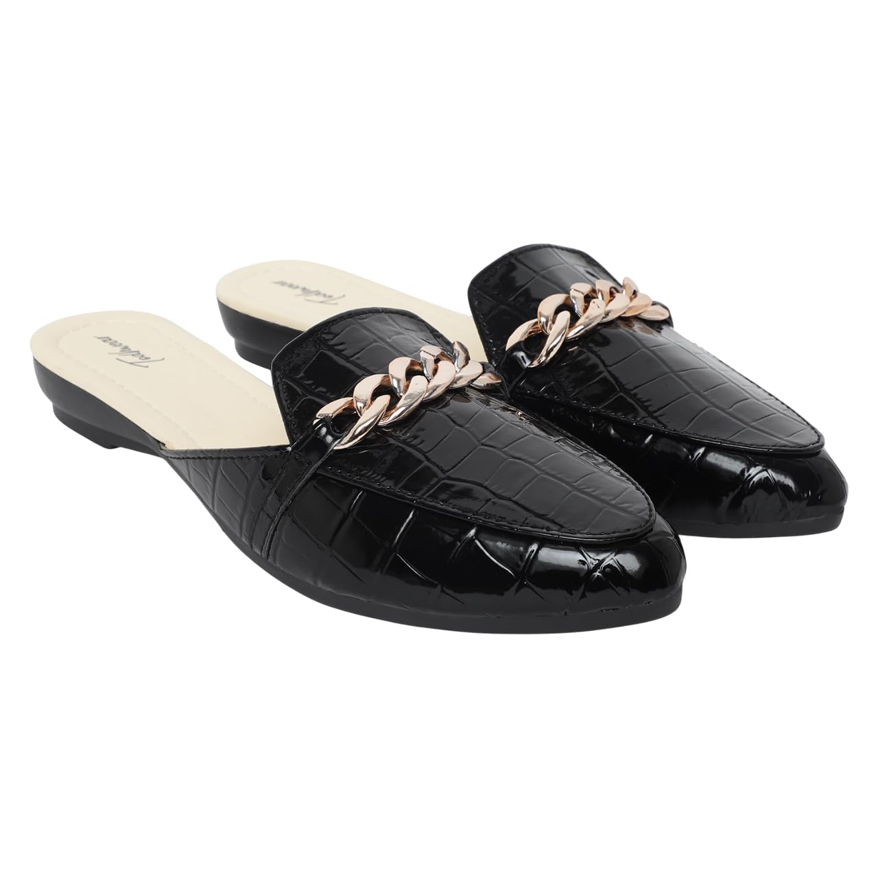 Women Chain Decorated Mules Sandals | Slip-On Flat Backless Slides for Casual Flat Fashion Sandals |-image-8