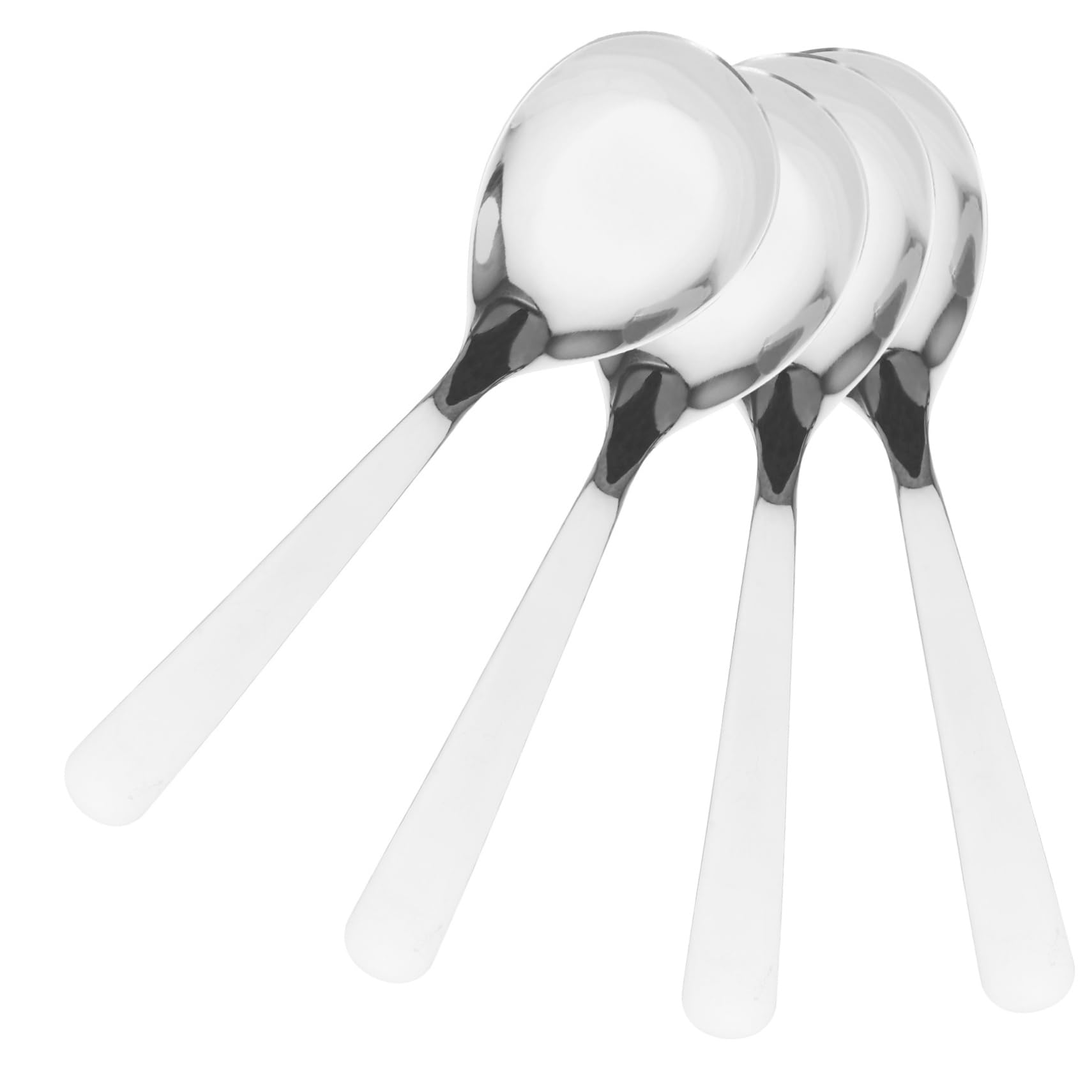 CHILDWEET 4pcs Stainless Steel Soup Spoons Heavy Duty Kitchen Spoons Mirror Polished Utensils for Home Dining Comfortable Grip for Everyday Use Classic Design for Any Table Setting