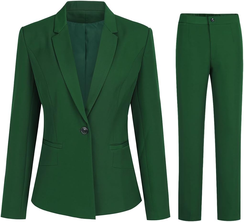 YUNCLOS Womens Suits 2 Piece Set Business Casual Long Sleeve Blazer and Pants Suit for Work Office