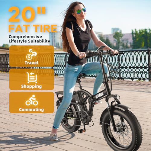 Image of 1000W Folding Electric Bike,48V 20AH Removable Battery E Bike,80 Miles Max Range Electric Bike for Adults,20 inch Fat Tire Foldable ebike,Adult Electric Bicycle for Commute Beach Snow