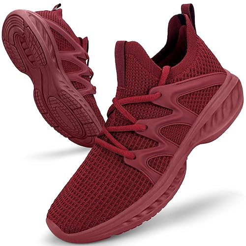 Image of Pujcs Men's Slip On Walking Shoes - Lightweight Breathable Mesh Sneakers for All Day Standing,Non Slip Shock Absorbing Athletic Footwear for Gym,Travel & Work