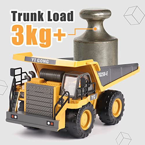 Prepop Rc Dump Truck Toy For Kids, Remote Control Construction Toys Vehicle With Metal Bed And Light/Music, Birthday Gifts Ideas For Boys Age 6 7 8 9 10 Year Old And Up #TOP1