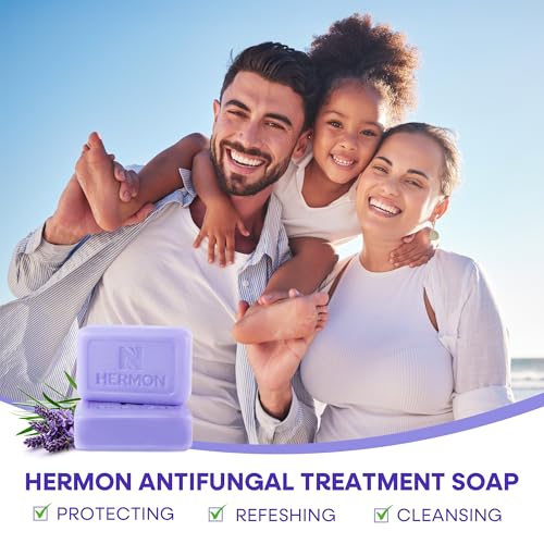 Image of Hermon Antifungal Bar Soap: Antifungal Soap for Ringworm, Jock Itch & Athlete's Foot with Tea Tree Oil - Tolnaftate 1% Medicated Anti Fungal Treatment Bar for Skin Fungus - 6 Bars