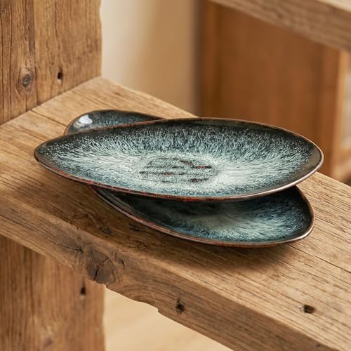Assiettes de luxe en céramique durable au vernis réactif unique