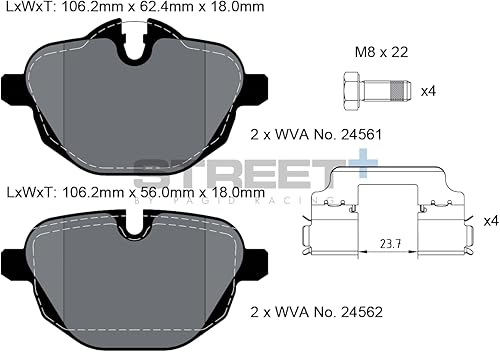Miniatura 2 de Pastillas de freno traseras Street T8079SP2001, WVA 24561, FMSI USA D1473, compatible con BMW y BMW Brilliance seleccionados
