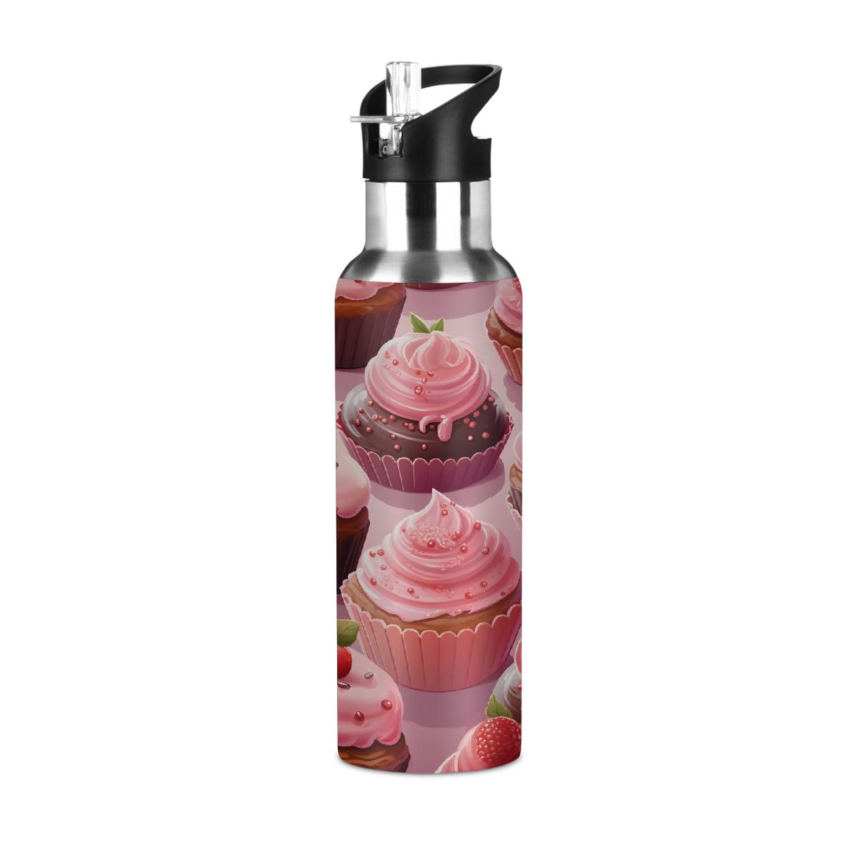 Bouteille isotherme de sport en acier inoxydable haut de gamme rose 600 ml étanche