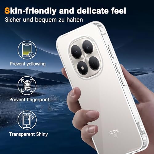 Image of Amazon Brand - Solimo Compatible with Redmi Note 15 Pro 5G Case Cover Transparent Non-Slip Hard PC Shockproof Bumper Protective Back Cover - Clear