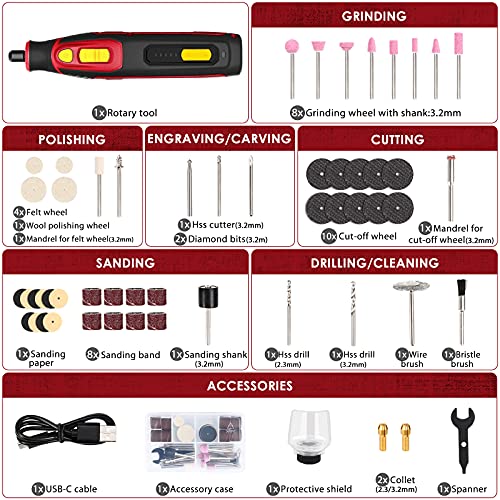 4V Cordless Rotary Tool, 5-Speed 25000Rpm Teccpo Mini Power Rotary Tool With 53 Accessories, Rechargeable Rotary Tool For Grinding, Polishing, Wood Carving, Engraving, Soft Metal Drilling, Cutting #TOP2