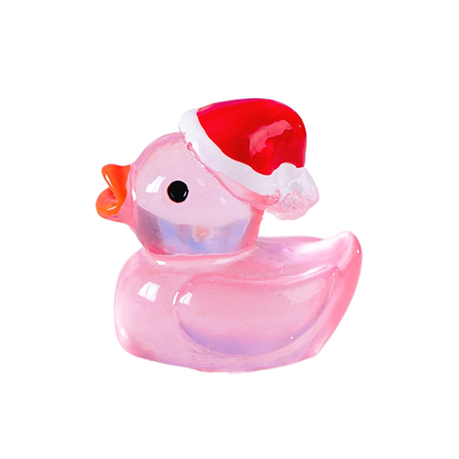 Porceosy Christmas Ornament Resin Duck, Colorful Tiny Luminous Ducks Miniature Figures for Garden Landscape Dollhouse Ornament Decorations DIY Pink