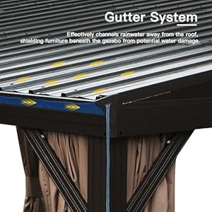 Domi12x14ftleantogazebohardtopwallmountedgazebowithslopinggalvanizedsteelroofwallpergolawithaluminumframecurtainsandnettingforpatiodeckgardenbackyard Urban Country Home Decor Domi 12x14ft lean to gazebo hardtop wall mounted gazebo with sloping galvanized steel roof wall pergola with aluminum frame curtains and netting for patio deck garden backyard urban country home decor