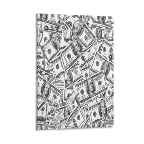 Peinture sur toile billet 100 dollars deco murale salon 30x45cm