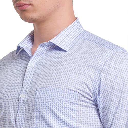 Image of Park Avenue Men's Pure Cotton Print Pattern Slim Fit Semi Cutaway Collar Full Sleeve Formal Shirt