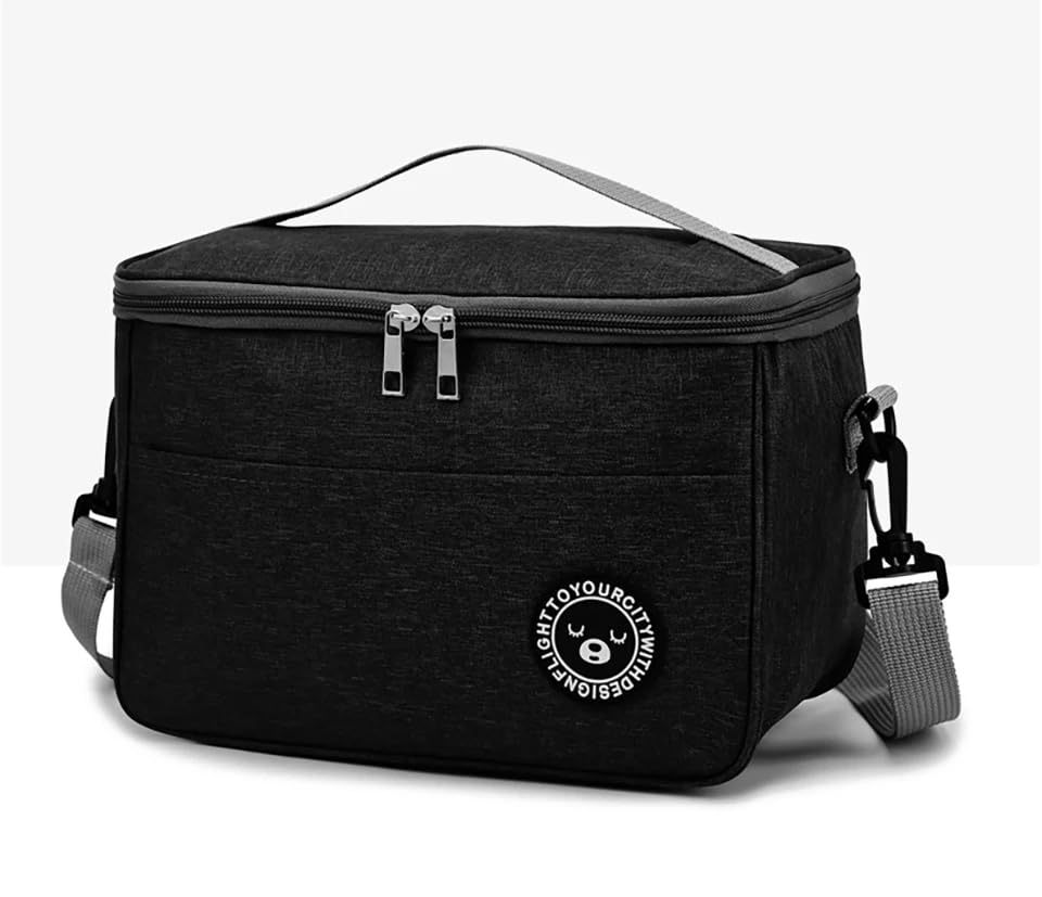 Bolsa térmica grande portátil tecido Oxford 600D à prova de vazamento, bolsa térmica adequada para acampamento, piquenique e praia, 10 litros (preta2)