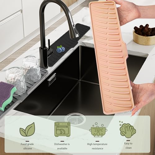 Volminex Silicone Faucet Mat for Sink Narrow Kitchen Sink Splash Guard, Faucet Handle Drip Catcher Tray - Image 3