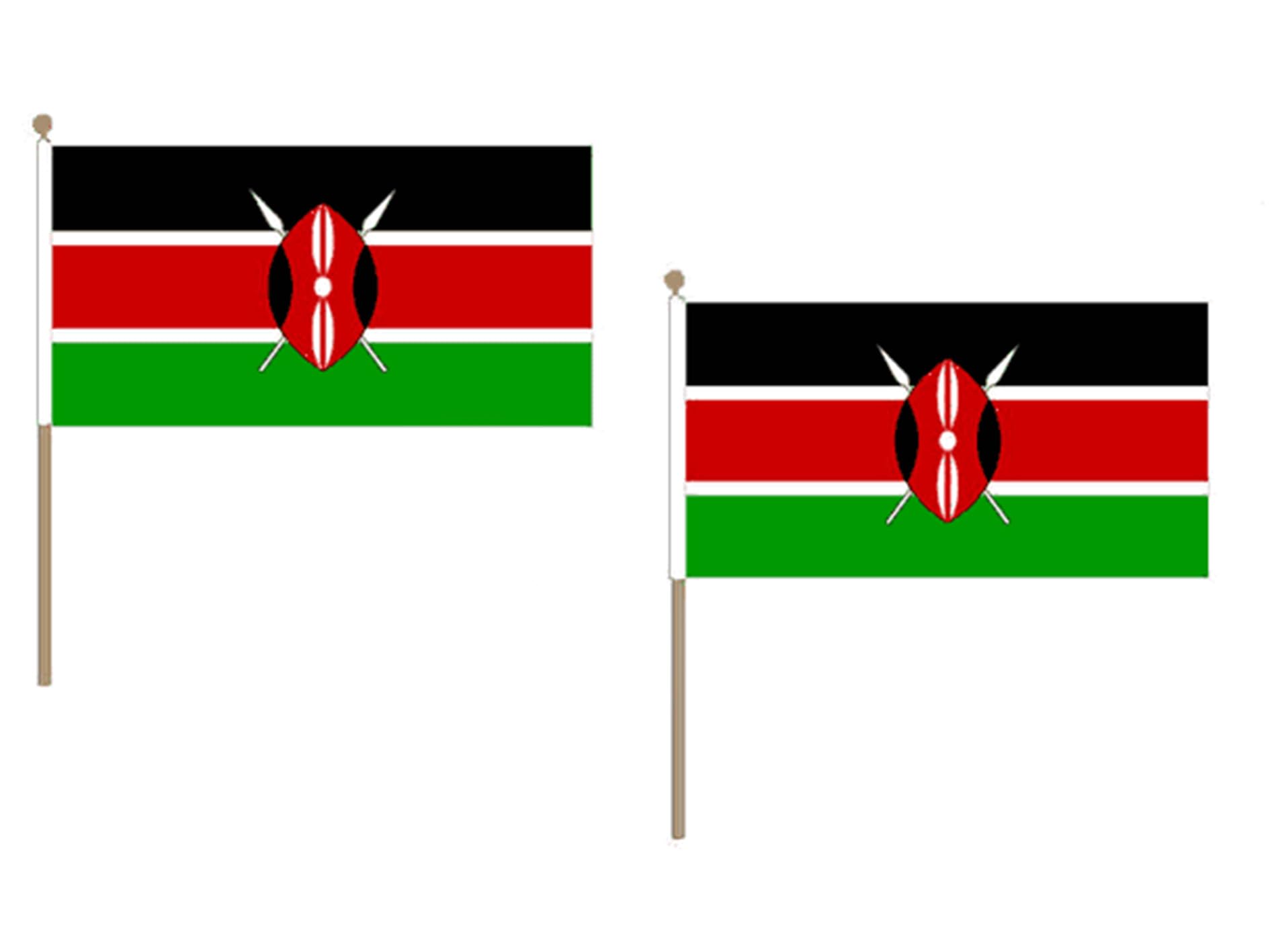 Drapeau Kenya 45x30cm hampe bois pour décorer vos soirées à thème