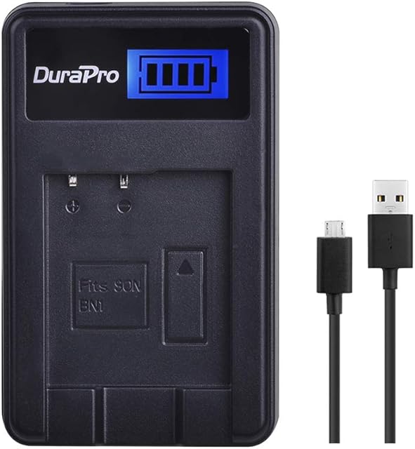DuraPro Rapid LCD USB Charger for Sony NP-BN1 Cyber-shot DSC-QX10 DSC-QX30 DSC-QX100 DSC-TF1 DSC-TX10 DSC-TX20 DSC-TX30 DSC-W530 DSC-W570 DSC-W650 DSC-W800 DSC-W830