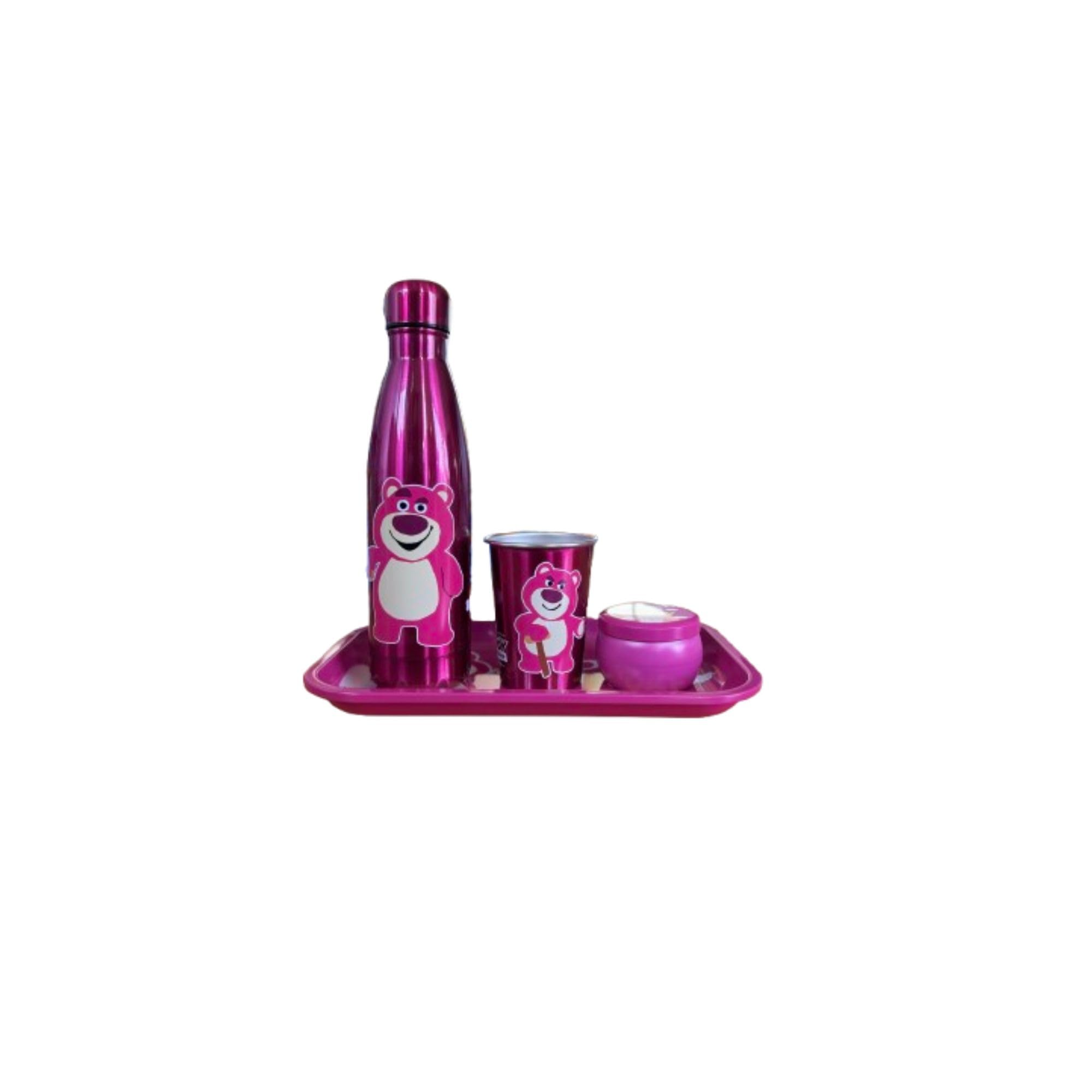 Homadict Lotso Gift Box – Insulated Bottle + Metal Tray + Small Metal Box + Metal Tumbler – Official Toy Story Licence