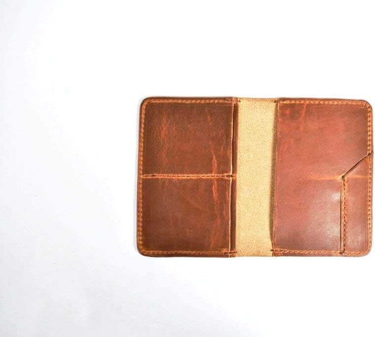 All Leather Passport Wallet Travel Holder - Field Note Pad Carry - Bifold Brown Leather Travel Accessory Wallet for Men and Women - Natural, Black, and Seahawk (Black)
