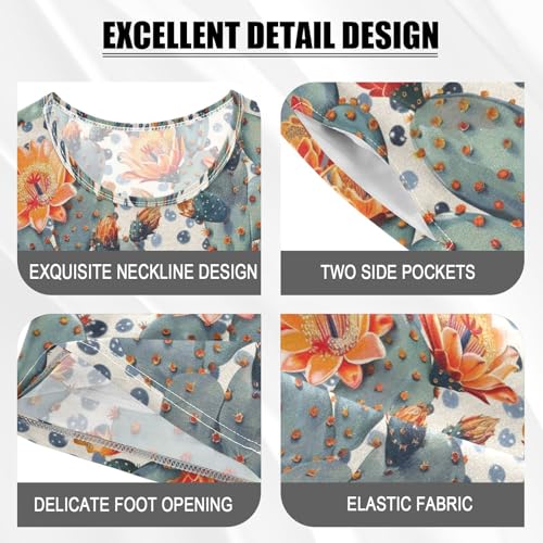 ALAZA Cactus Flowers Dots Pajama Set Short Sleeve Sleepwear Soft Lounge Nightwear4