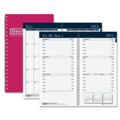 Agenda de poche mensuel et hebdomadaire House of Doolittle rouge vif