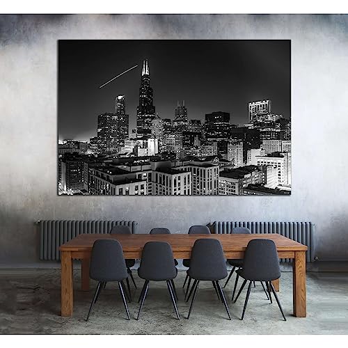Cuadro de Chicago lienzo decorativo apaisado de 140x90 cm arte mural urbano para salón