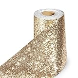 Stickyart Champagne Chunky Glitter Wallpaper Peel and Stick Glitter Wallpaper Border Self Adhesive Sequins Sparkle Glitter Fabric Contact Paper for DIY Crafts Ceiling Decoration 3.94'x160'