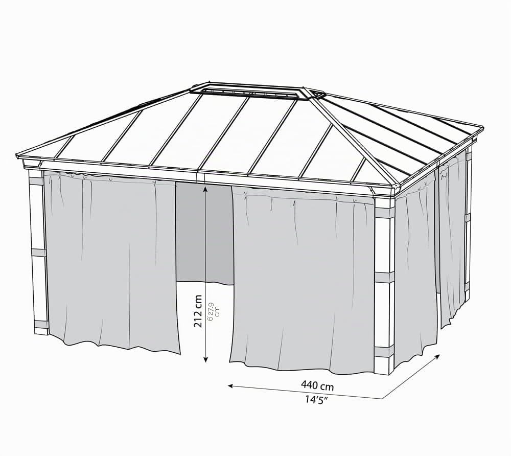 Palram Canopia Dallas 4900 Gartenpavillon-Vorhang-Set | Dunkelgrau
