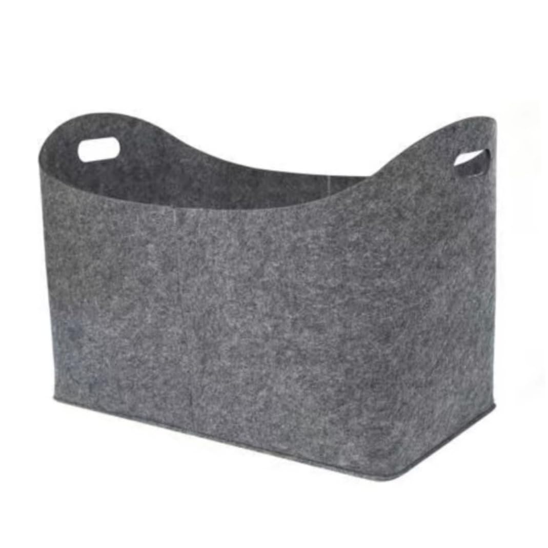 Felt Bags Firewood Basket with Handles Felt Log Storage Basket for Shopping Newspapers Grey