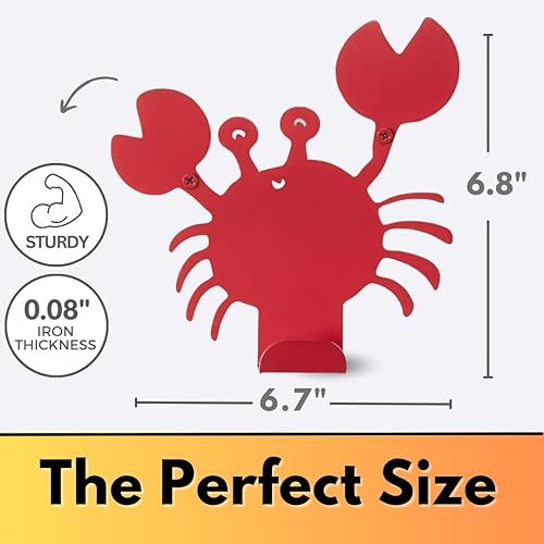 Miniatura 6 de ARTiLETTO Gancho de pared para niños de cangrejo lindo perchero individual para niños, soporte para colgar chaquetas, abrigos, mochilas, sombreros,