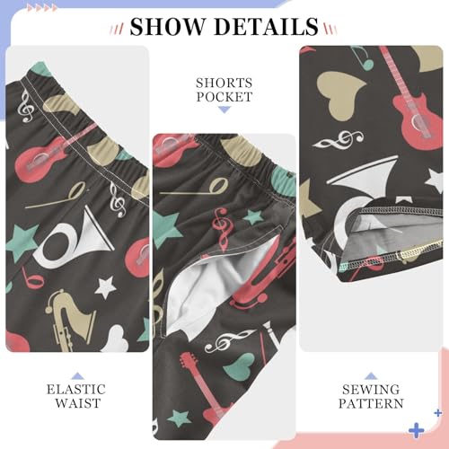 ZZKKO Musical Instrument Colorful Notes Boys Pants for Kids Jogger Pants with Pockets S-XL4