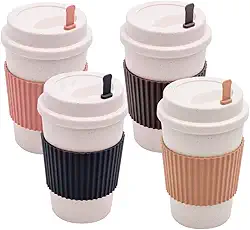 LYOR - Copo de Café de Bambu e PP com Tampa e Mexedor Sortido 450ml