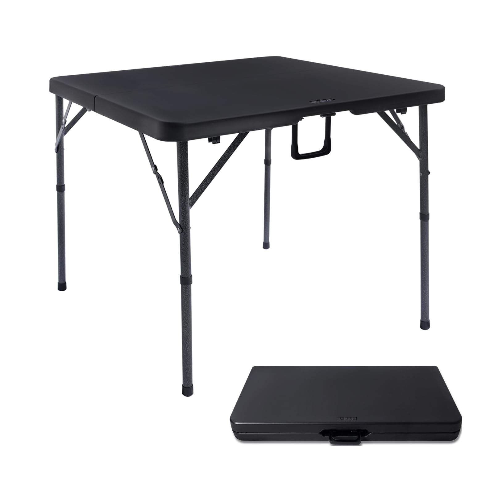 Byliable 34" Square Folding Card Table, Fold-in-Half Utility Dining Portable Table Heavy Duty HDPE Plastic Foldable with Carrying Handle Indoor