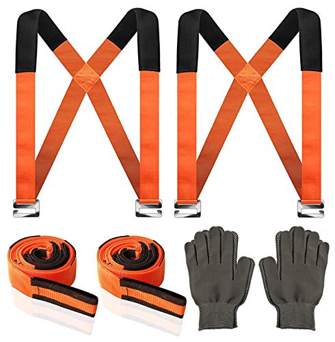 Sangles de Déménagement, MOSOTON Système de Déplacement, Multifonctionnelles à Haute Densité, pour Transporter des Meubles, des Appareils électroménagers, etc. (Quatre Gants de Sécurité Inclus)