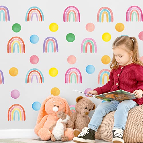 DECOWALL DSL-8059 103pcs Rainbow Polka Dots Wall Stickers Boho Decals Removable for Kids Girls Boys Room Bedroom Nursery Classroom Art Home Décor Decoration - Image 2