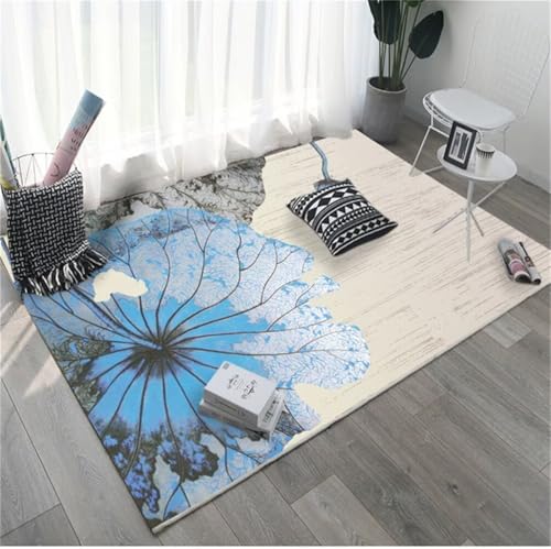 Tapis chambre ado fille bleu floral pour créer un coin cocon - 2