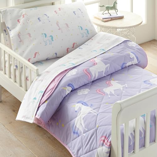 Image of Wildkin Kids Cotton Toddler Comforter Set - Soft & Lightweight, Fits Standard Crib Mattress - Unicorn