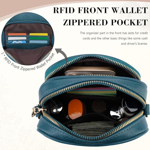 Image of Small Crossbody Bags for Women, RFID Phone Purse with Card Slots, Triple Compartments Lightweight Shoulder Bag