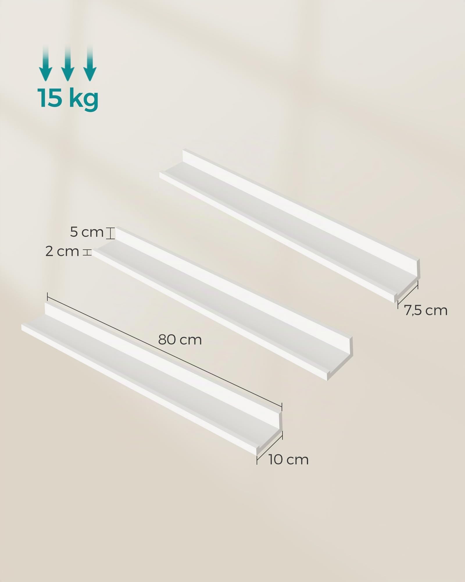 SONGMICS Estantes de Pared, Juego de 3, Ancho de 80 cm