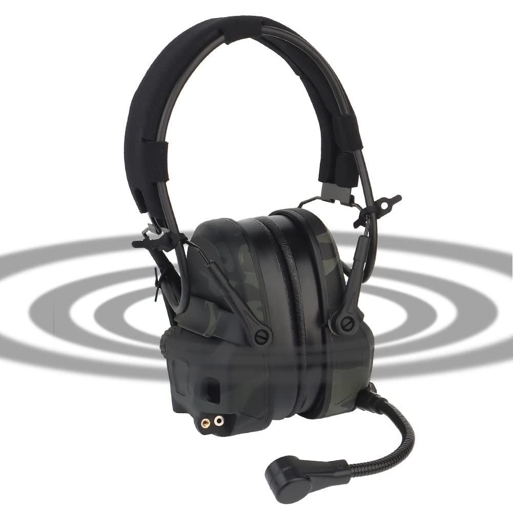 FANDAO Tactical Shooting Sound-Absorbing Headphones Noise Canceling Headset with Microphone Hearing Protection Earmuffs for Military Radio Walkie Talkie,BCP,WITH
