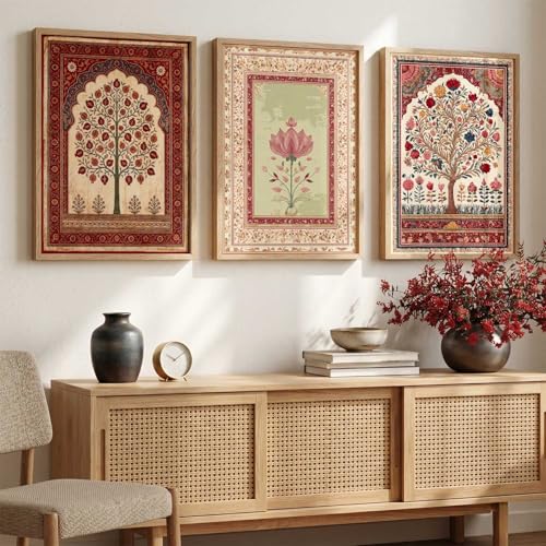 Image of kotart Indian Traditional Art Wall Painting Home Decoration With Frame For Living Room Bed Room Hotel Wall Decor Digital Reprint Engineered Wood Set of 3 (13X17 INCH)