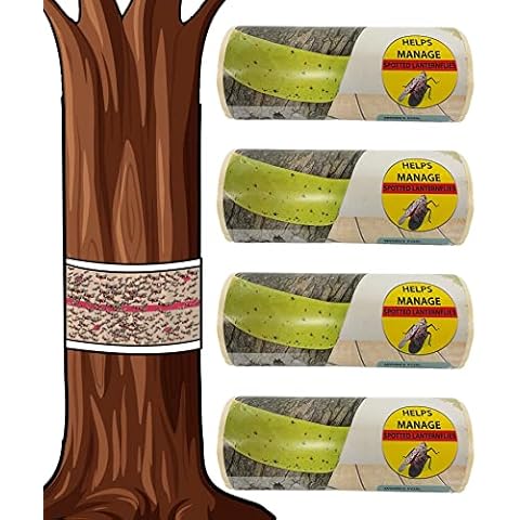 W4W, Spotted Lantern Fly Tree Trap - 4 Rolls (30 Feet Each Roll) - Lanternfly Tree Tape Creates a Sticky Barrier Protecting Trees from Harmful Insects - Non-Toxic Cover