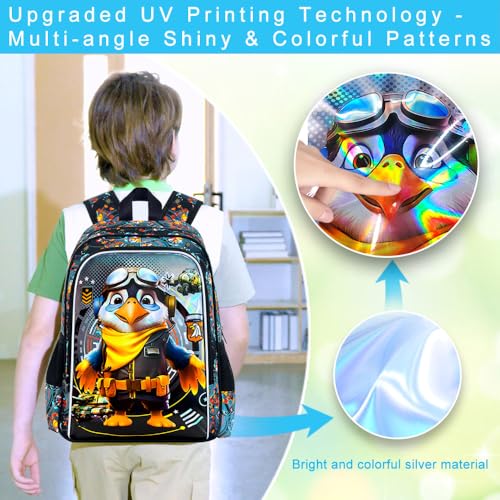 Image of 3Pcs Boys Backpack, 16 inch Eagle Bookbag for Elementary Preschool Kindergarten, Kids School Backpacks with Lunch Box(Black)